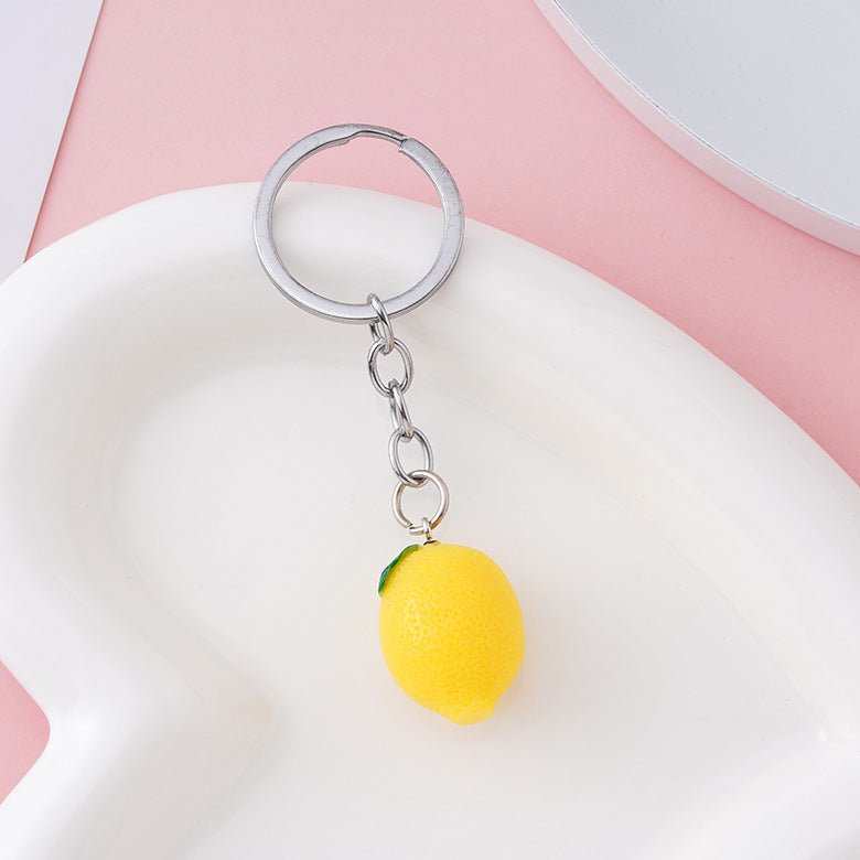 Resin Lemon Keychain Bright Yellow Fruit Shape Charm 4