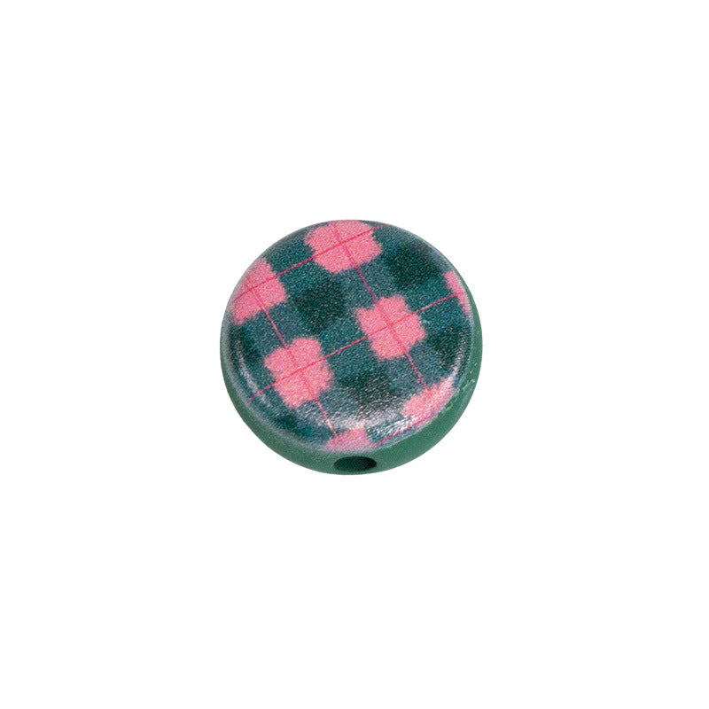 Flat Acrylic Beads 17mm Black Pink Strawberry Printed 20pcs 9