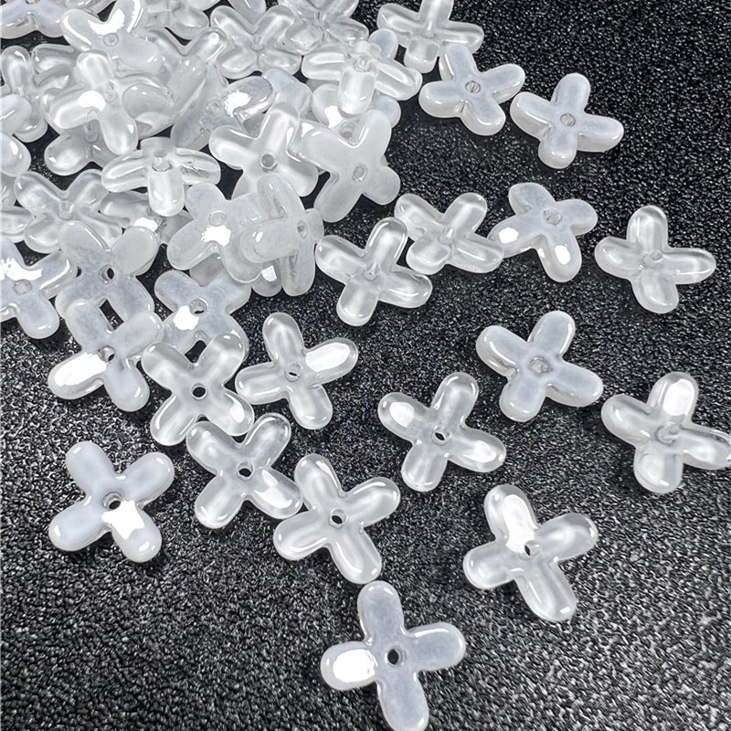 Czech Glass Beads Osmanthus 11.5mm Emerald Green Four-Petal 50pcs 6