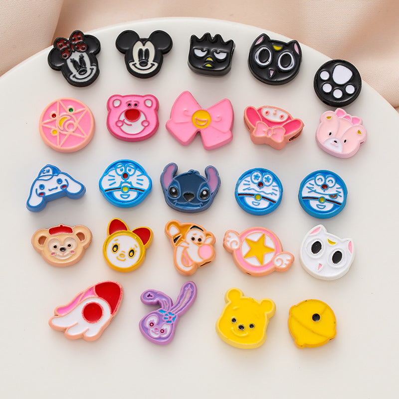 Cartoon Character Metal Beads Painted Enamel Alloy 10pcs