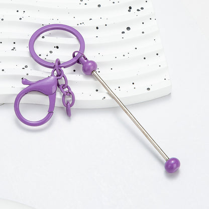Beadable Keychain Metal Slender Shaft Polished Ball Lobster Clasp 17