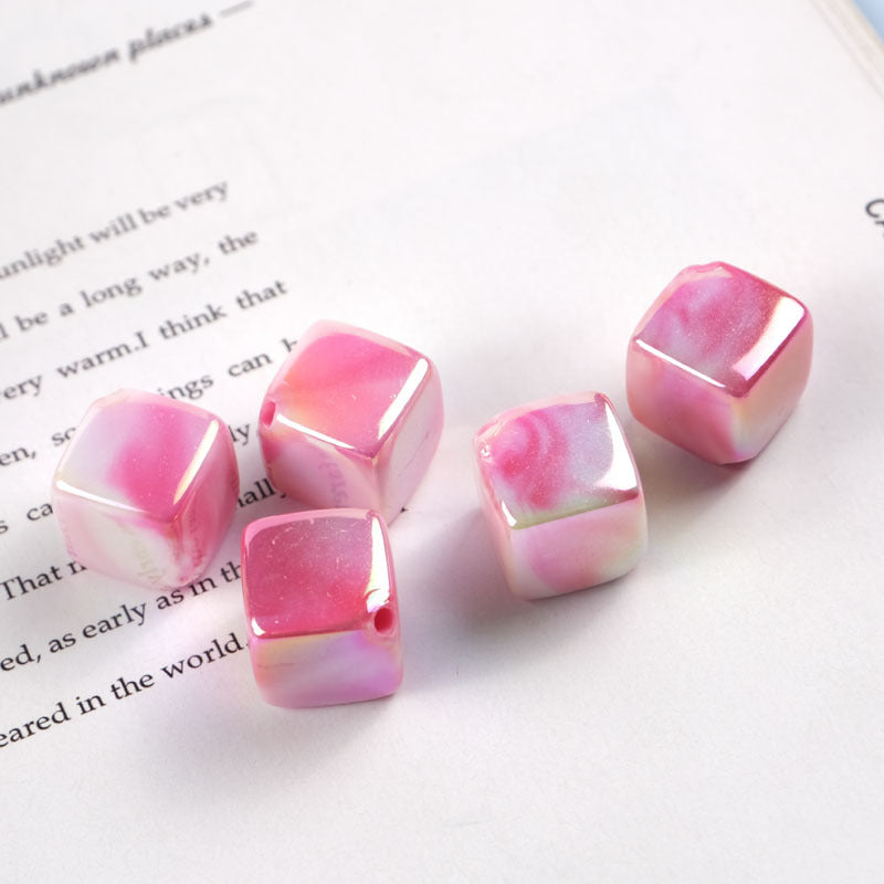 Plating Double Color Cloud Square Acrylic Beads 13.2mm 50pcs 8