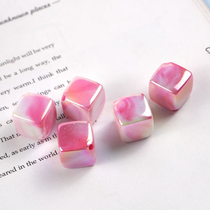 Plating Double Color Cloud Square Acrylic Beads 13.2mm 50pcs 8