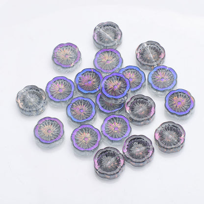 Electroplated Hawaiian Flower Glass Beads 14mm Transparent 20pcs 10