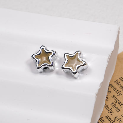 Silver Pixel Heart and Star Acrylic Beads 11mm Mixed Shapes 50pcs 20