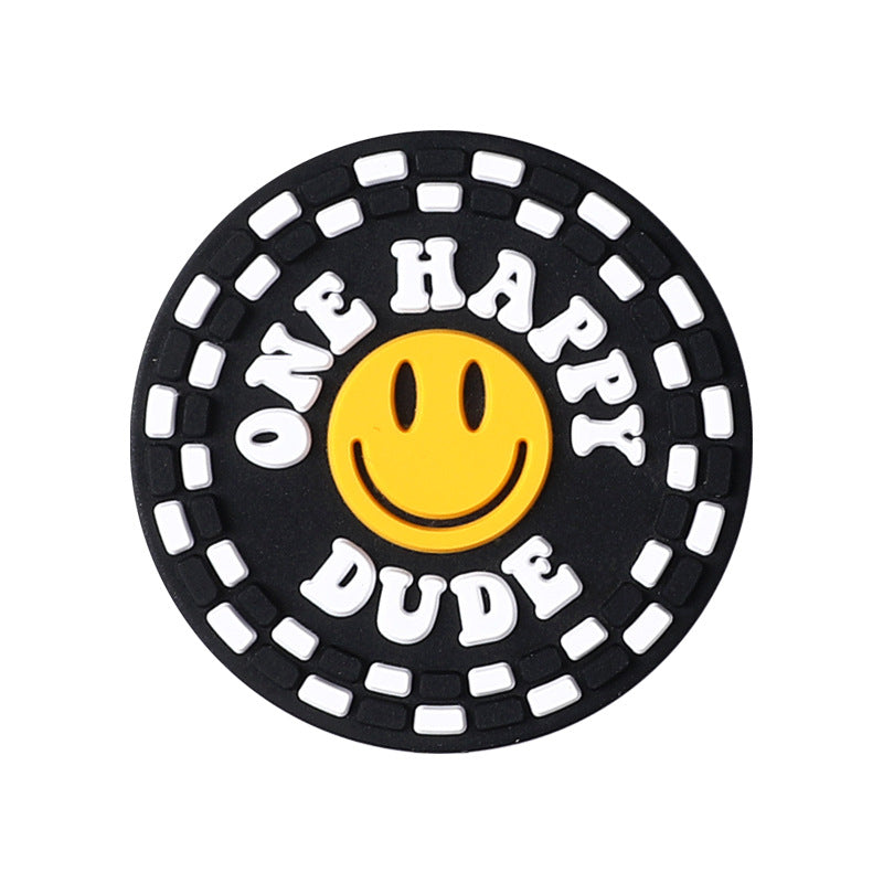 Silicone Focal Beads Cartoon Smiley Face Bold Black Background 20pcs 4