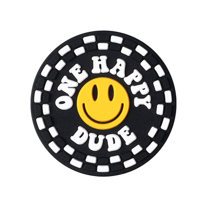 Silicone Focal Beads Cartoon Smiley Face Bold Black Background 20pcs 4