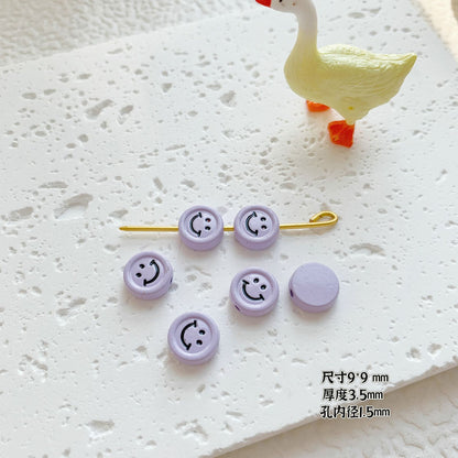 Round Metal Beads Baking Painted Smiling Chocolate Series 20pcs 35