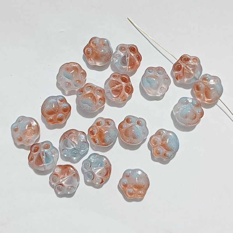 Vintage Cat Claw Glass Beads 15mm Glossy Translucent Colors 50pcs 3