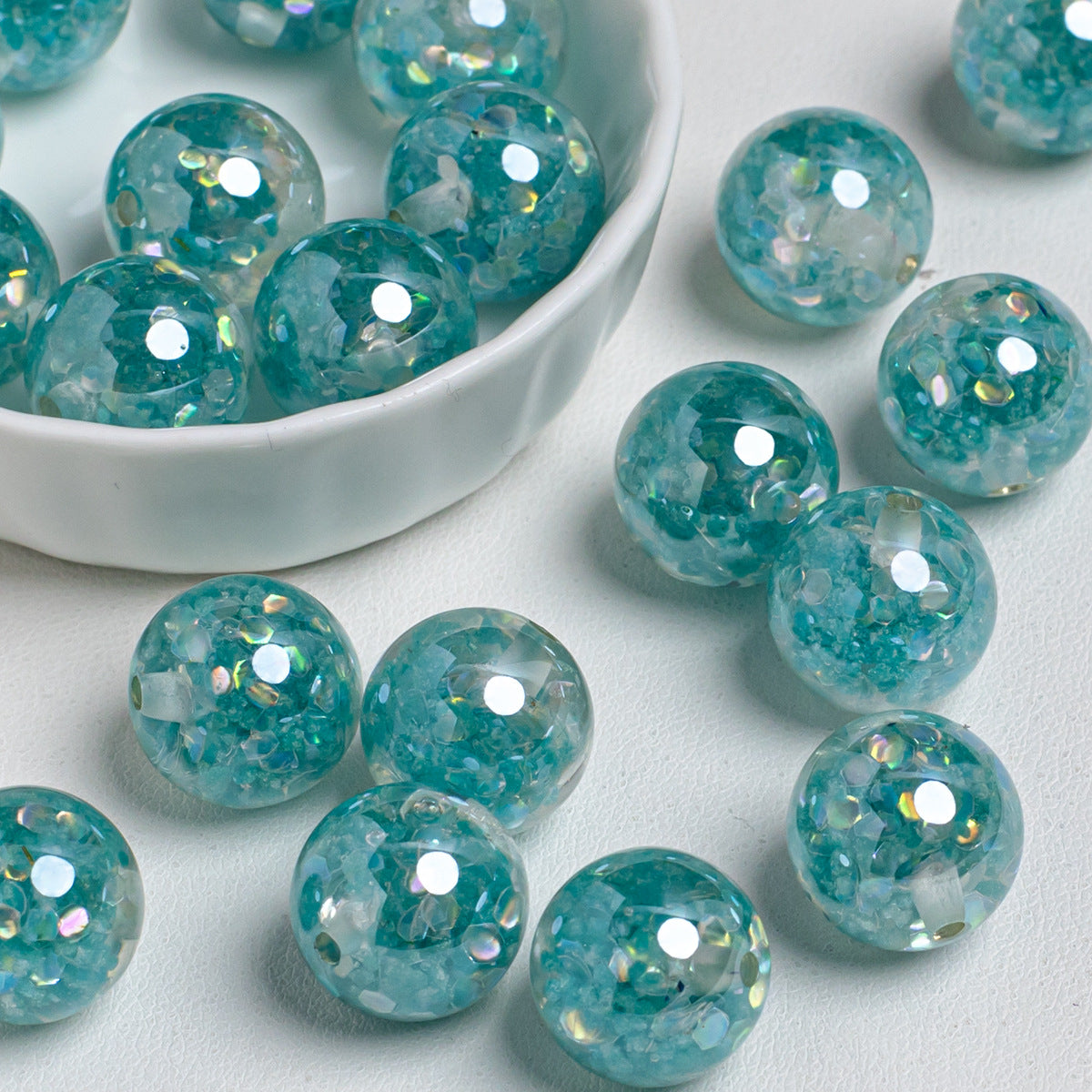 Radiant Glitter Filled Resin Beads 16mm Round Multicolor 10pcs 9