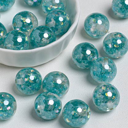 Radiant Glitter Filled Resin Beads 16mm Round Multicolor 10pcs 9