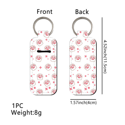 Paw Print Chapstick Holder Neoprene Functional Keychain 3pcs 7