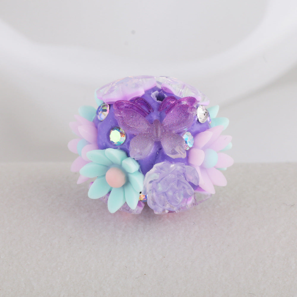 Flower Cluster Clay Beads 19mm Camellia Butterfly Bubblegum 6pcs 7