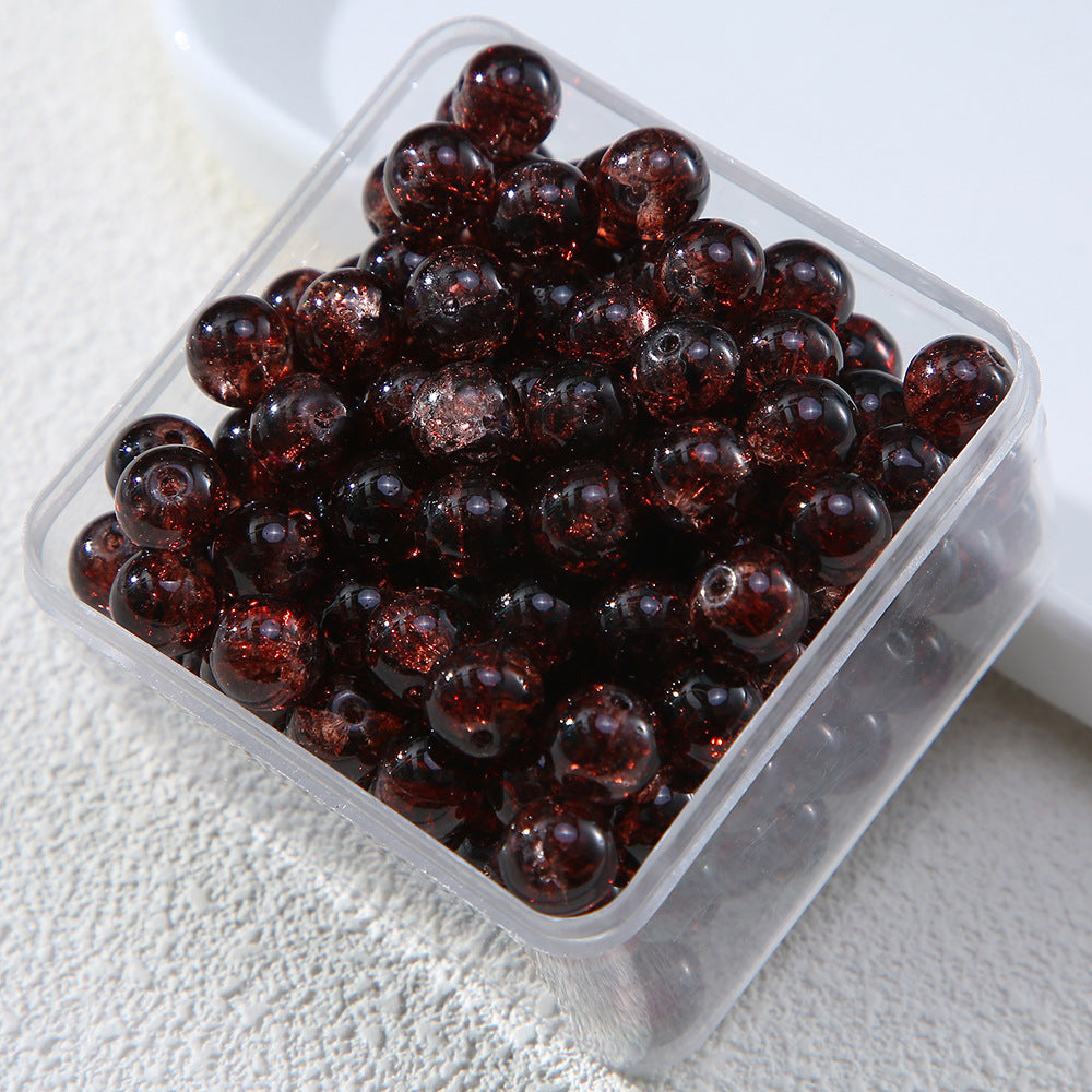 Gradient Crackle Round Glass Beads 10mm Vibrant Mixed Colors 60pcs 11