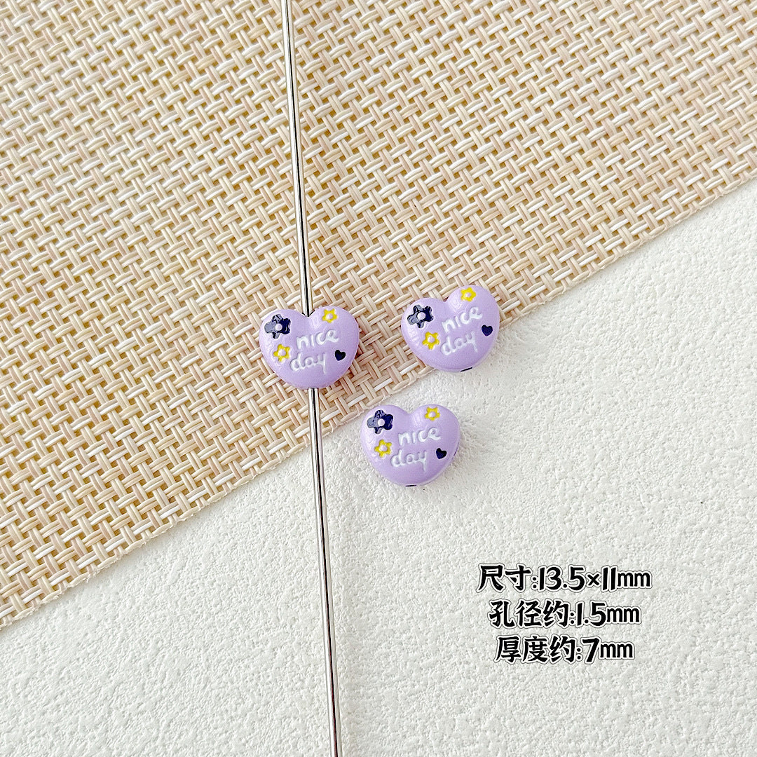 Double Sided Heart and Perfume Bottle Metal Beads 13/16mm Painted Alloy 10pcs 7