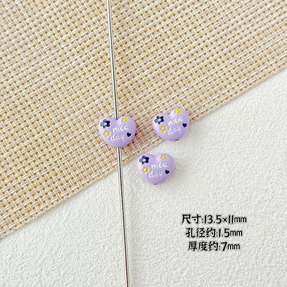 Double Sided Heart and Perfume Bottle Metal Beads 13/16mm Painted Alloy 10pcs 7