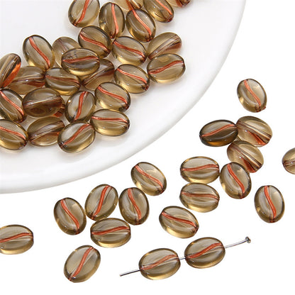 Transparent Coffee Bean Acrylic Beads 11x8mm Gold Highlights 30pcs 7