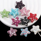 Rhinestone Star Clay Beads 25mm Colorful Sparkle 6pcs