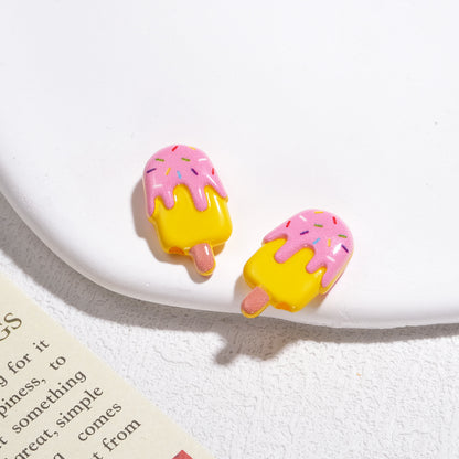 Painted Popsicle Acrylic Beads 20mm Colorful Drip Design 50pcs 17