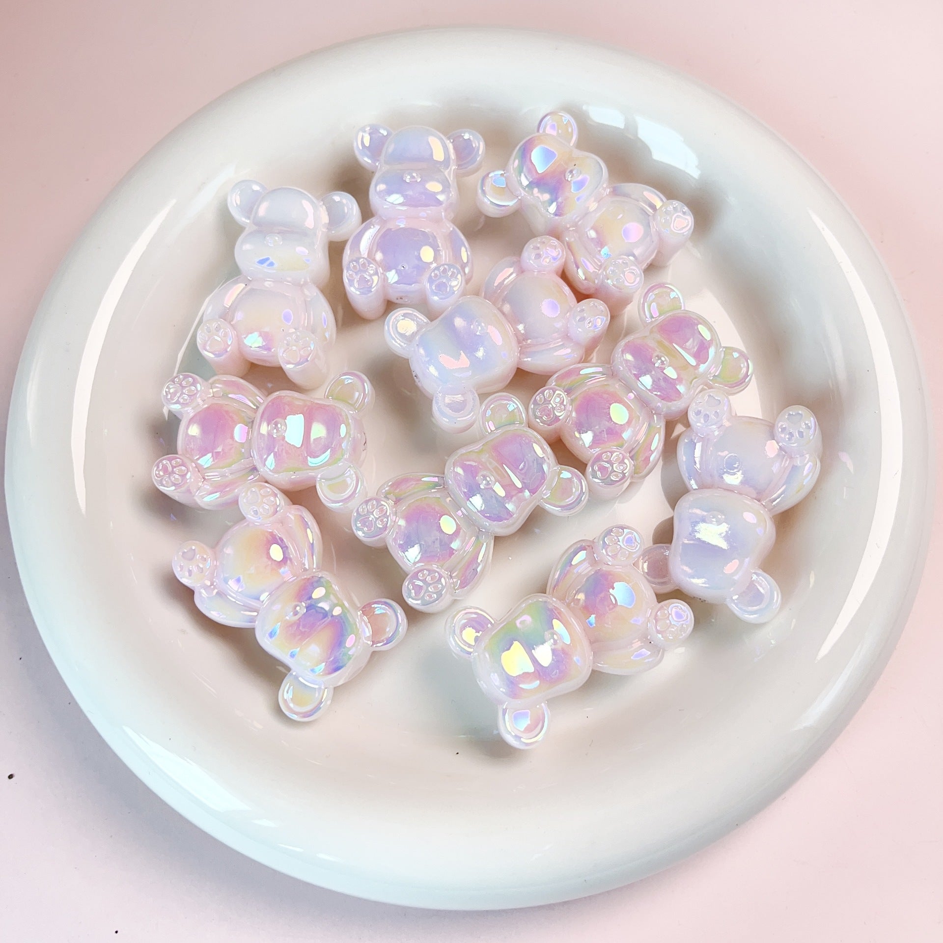 Glow In The Dark Plating Bear Acrylic Beads 24-34mm Two-Color 5pcs 3