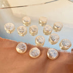 Imitation Pearl Irregular Flat Acrylic Beads 14mm 1pc Beige Rice White
