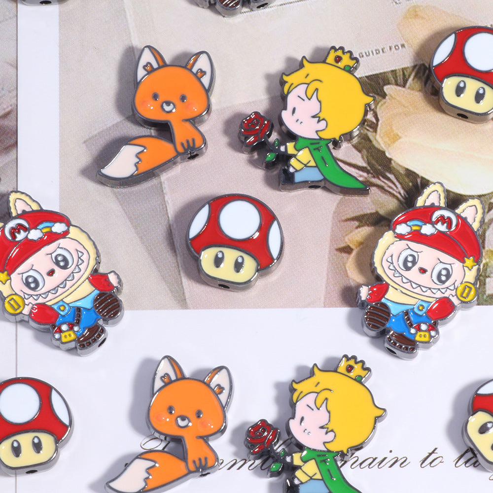 Double Sided Little Prince Enamel Alloy Metal Beads 13-20mm 10pcs 2
