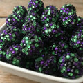 Rhinestone Bubblegum Beads 10-22mm Halloween Green Purple 5pcs