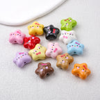 Star Acrylic Beads 20mm Glossy Hello KT Faces Colorful 20pcs 4