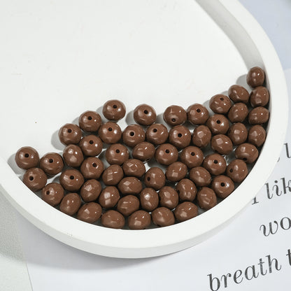 Acrylic Faceted Spacer Beads 8mm Baking Painted Solid Color 50pcs 21