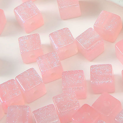 Opal Glitter Square Resin Beads 8mm Pearlescent Shimmer 10pcs 10