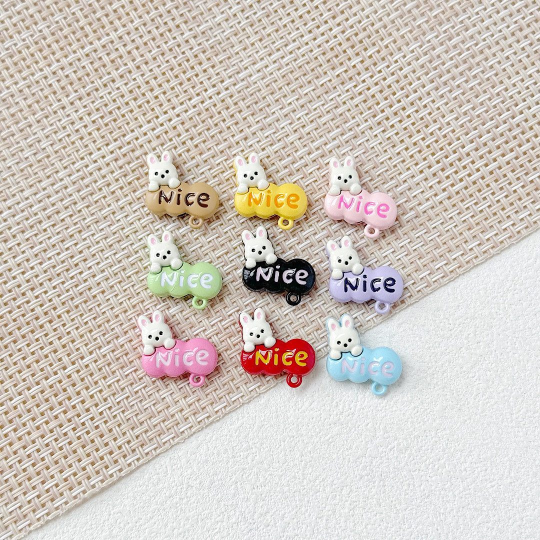 Baking Painted Window Kitten and Nice Rabbit Metal Beads 15/17mm 10pcs 22