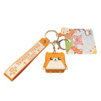 PVC Rubber Cube Animal Keychain with Leather Rope Dog Cat Owl Piggy 5