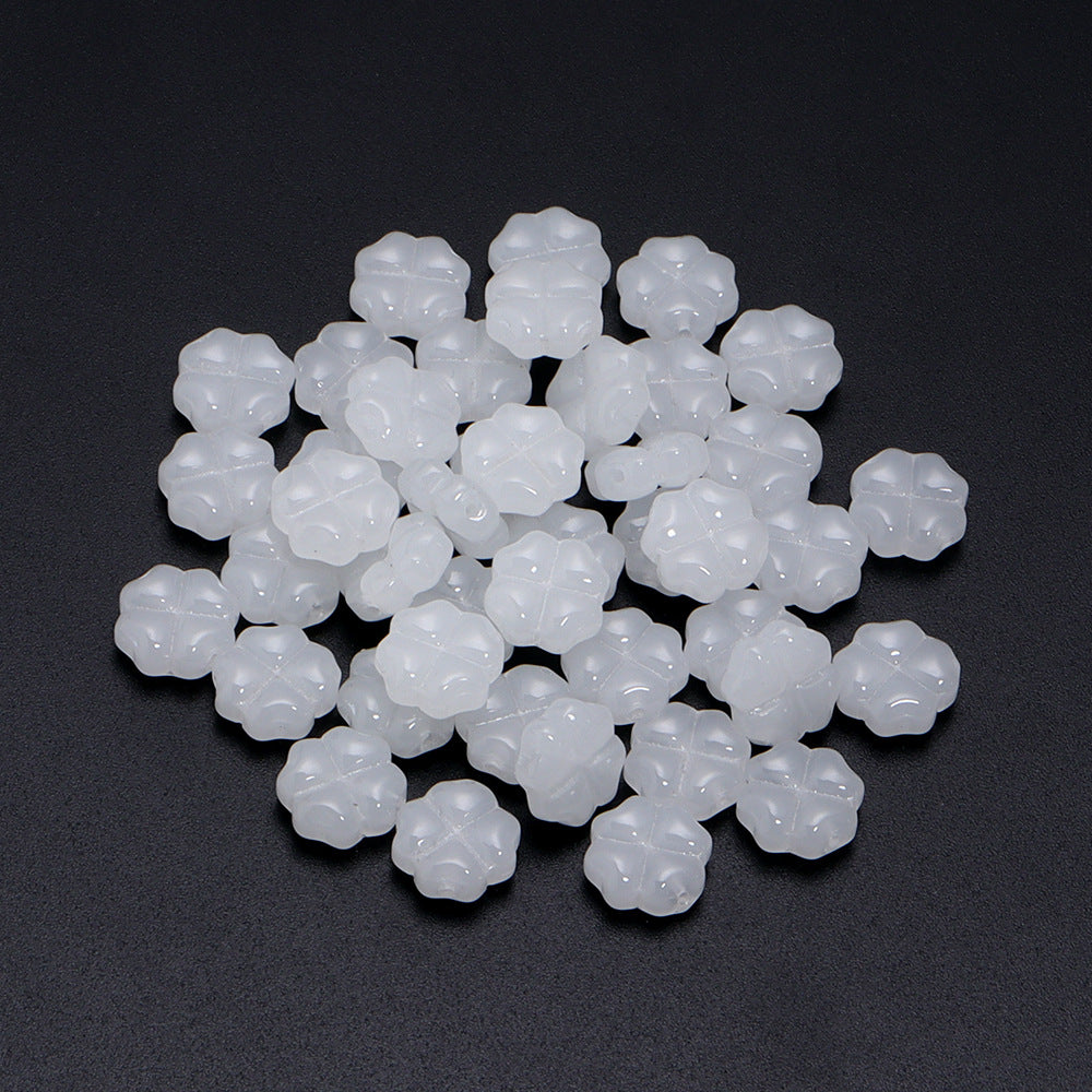 Color Transparent Clover Glass Beads 10mm Assorted Colors 50pcs 22