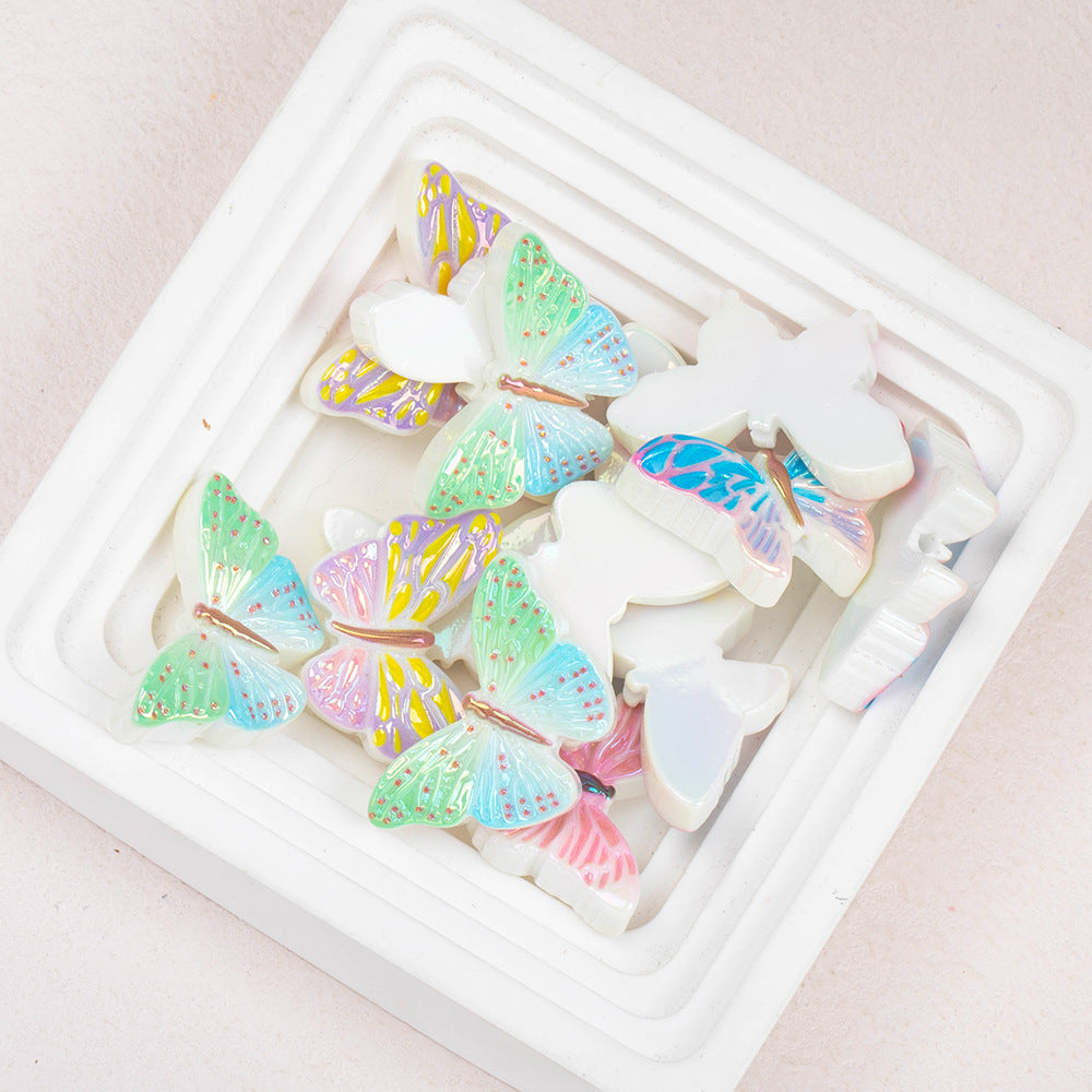 Glossy Polka Dotted Butterfly Resin Beads 30mm Pastel Colors 50pcs 3