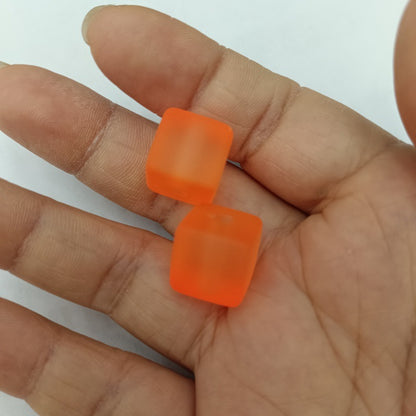 Rubberized Ice Texture Square Acrylic Beads 14mm Frosted Matte 100pcs 16
