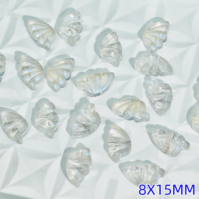 Iridescent Half Butterfly Wings Glass Beads 8x15mm 50pcs 7