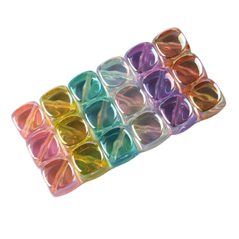 Transparent Flat Square Acrylic Beads 15mm Candy Colors 50pcs 2