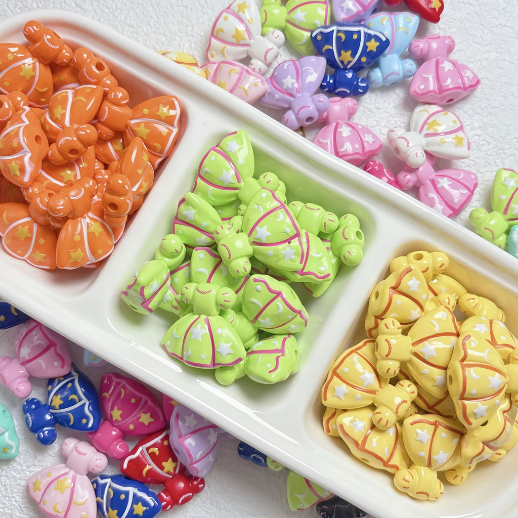 Painted Dress Acrylic Beads 26mm Colorful Assorted 5pcs 20