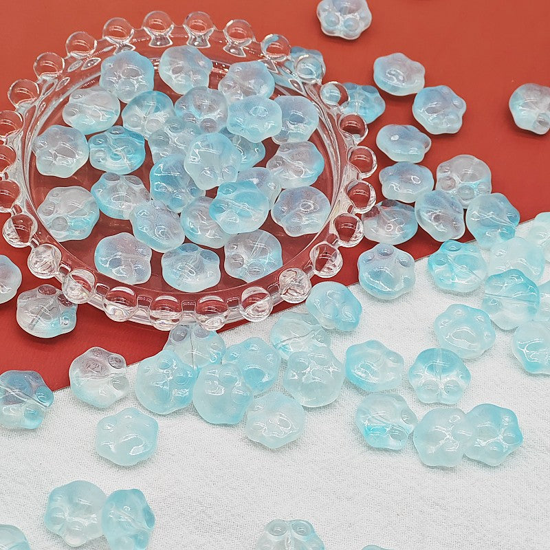 Czech Glass Beads Cat Paw 14mm Pastel Matte 25pcs 3