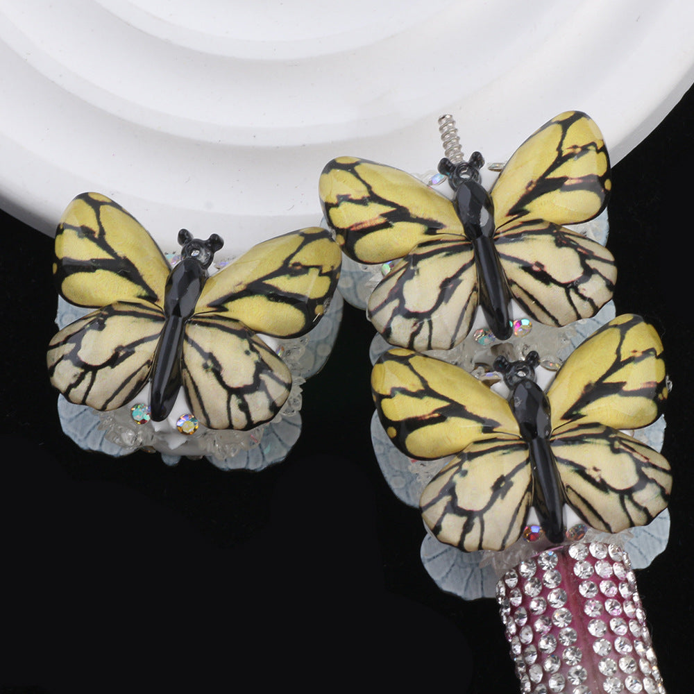 Vintage Radiant Butterfly Resin Beads 35mm Detailed Colorful 2pcs 7