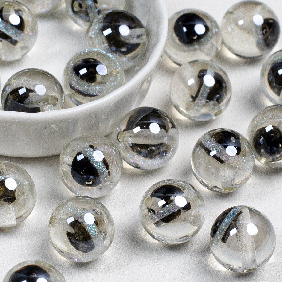 Clear Planet Halo Round Resin Beads 16mm Multicolor 10pcs 12