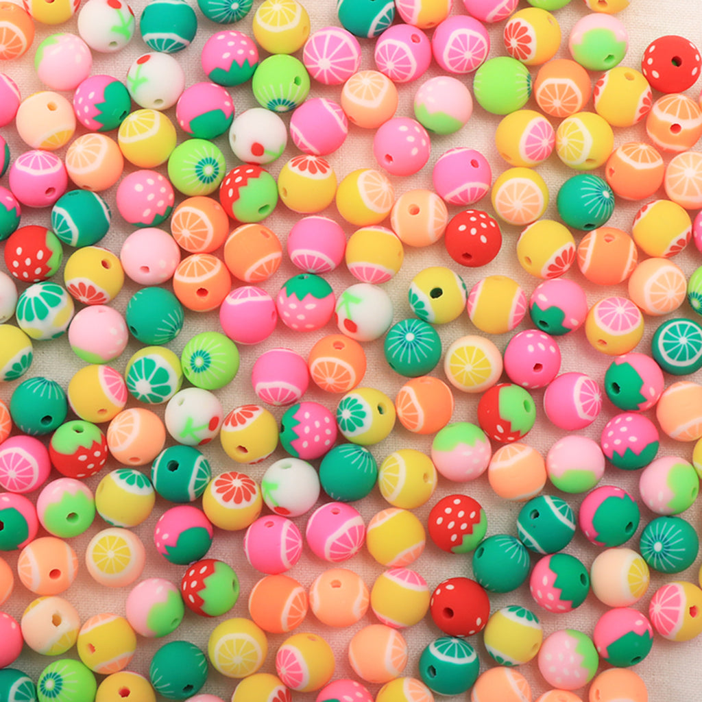 Round Clay Beads 8mm Fruit Pattern Polymer 100pcs 2