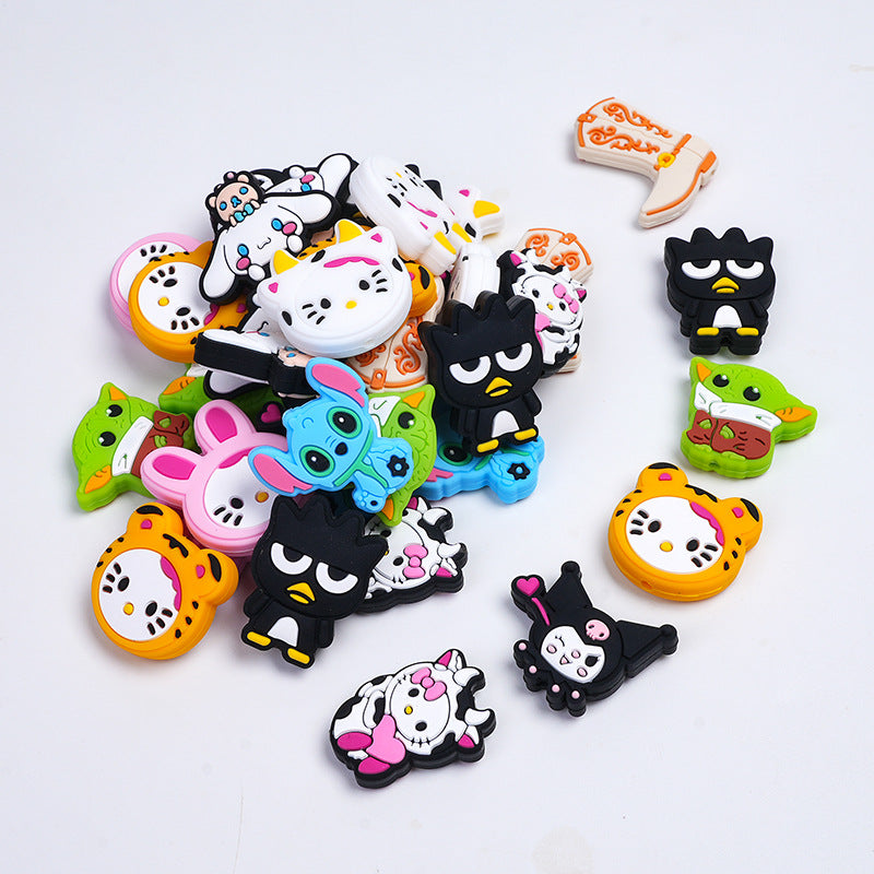 Silicone Focal Beads Mickey Kitty Yoda Colorful Cartoon Characters 20pcs 2