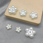 Flat Snowflake Acrylic Beads 15-25mm Pearly White ABS Plastic 100pcs