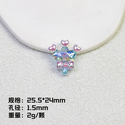 Glitter Crown Lollipop Resin Beads 26mm Transparent Pastel Colors 10pcs 7