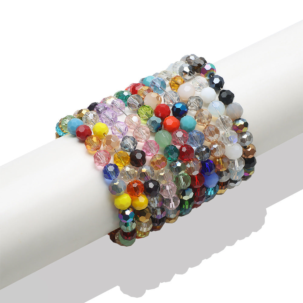 Faceted Football Glass Beads 8mm Electroplated Multicolor 50pcs 4