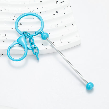 Beadable Keychain Metal Slender Shaft Polished Ball Lobster Clasp 15