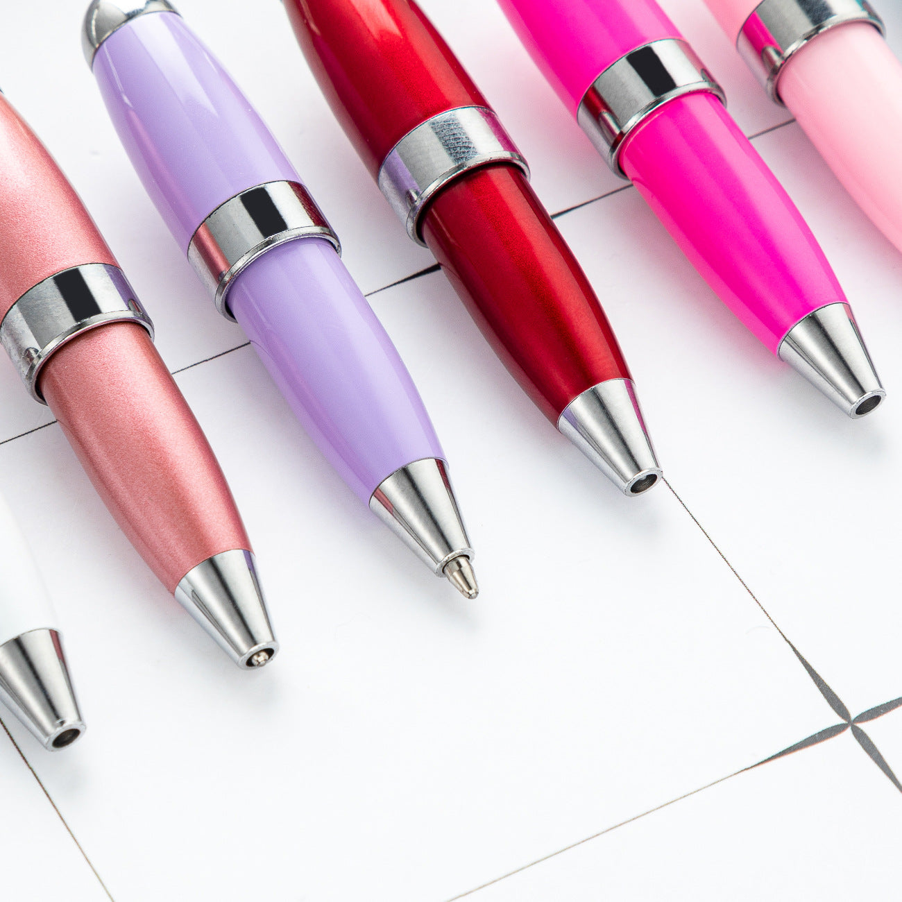 Beadable Pen Keychain Portable Metal Ballpoint Colorful Compact 3