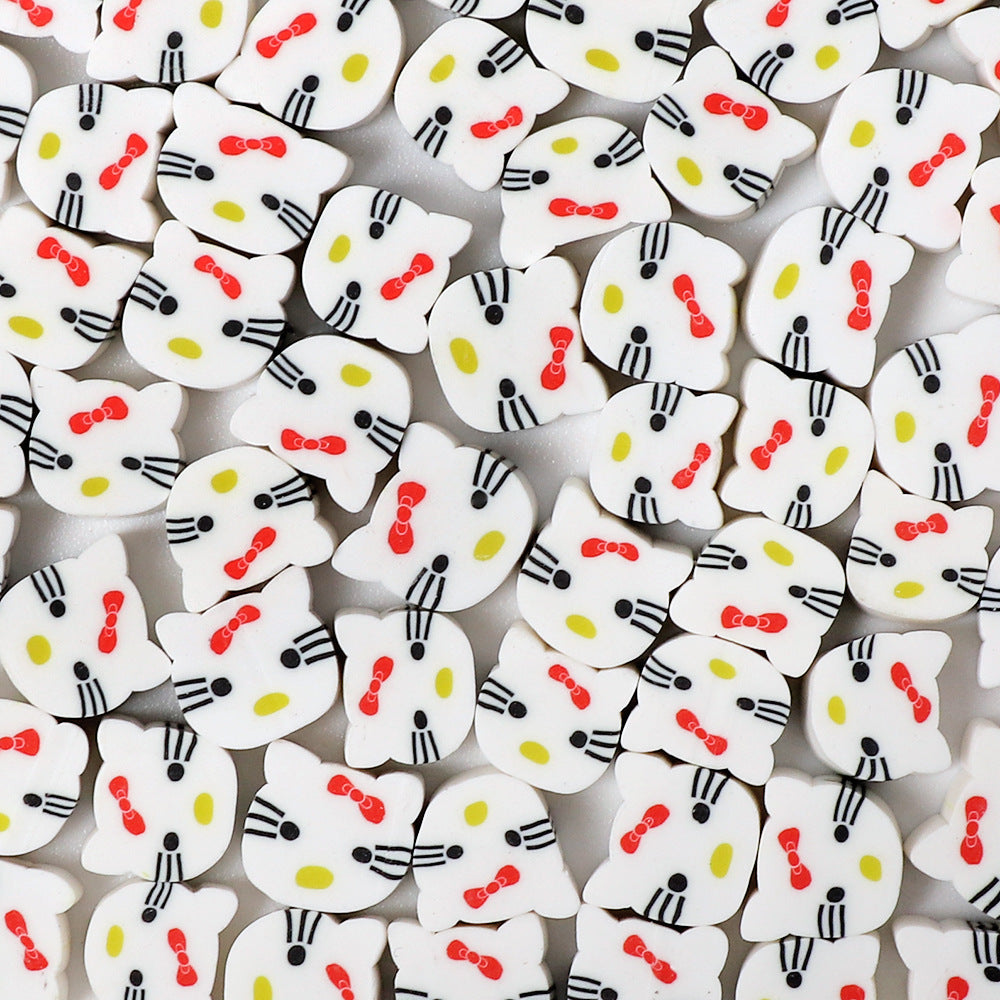 Kitty Cat Clay Beads 10mm Polymer Cartoon Character 100pcs 6