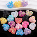 Iridescent Heart Clay Beads 20mm Sequin Wrapped Mixed Colors 20pcs 6
